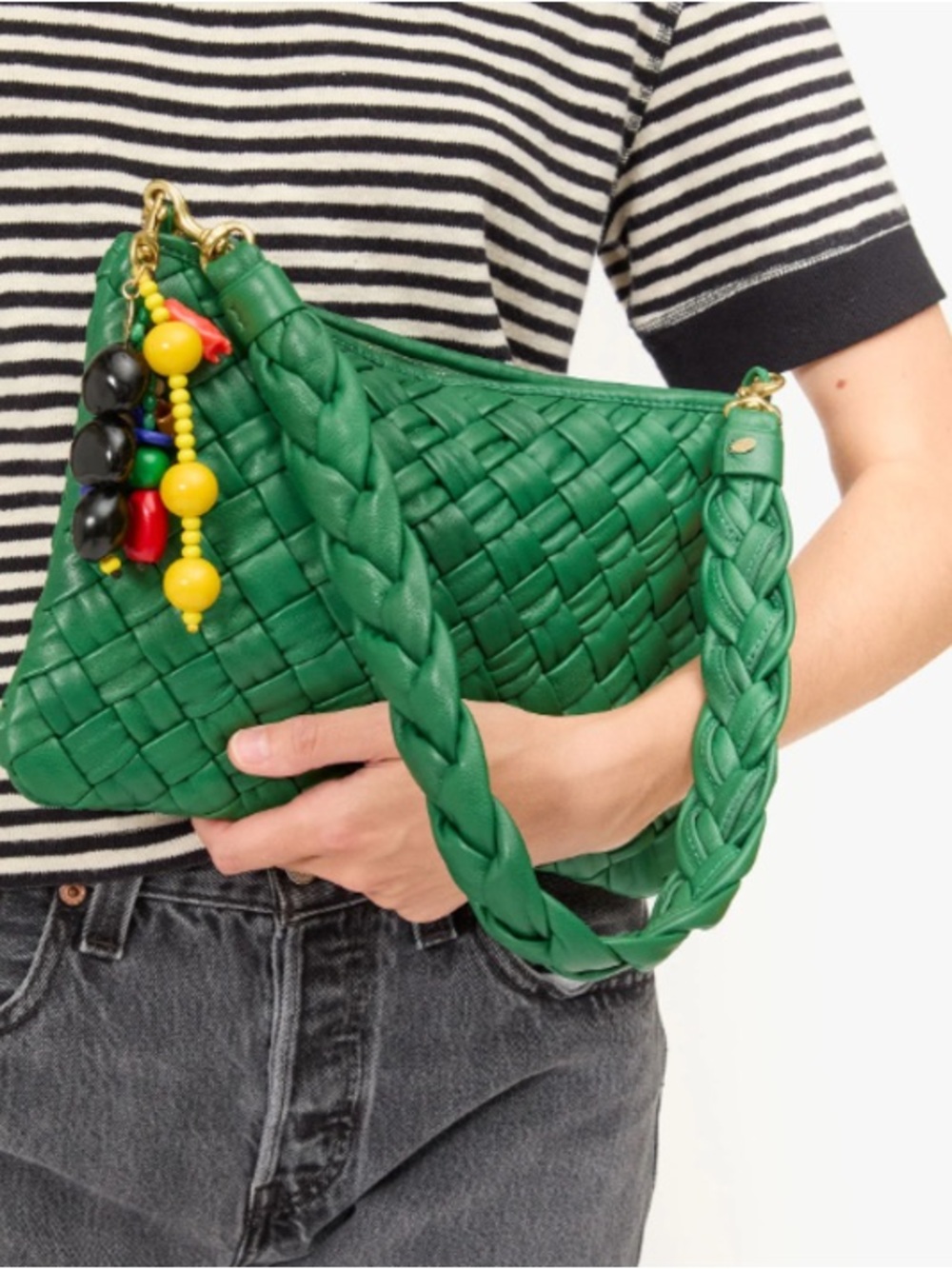 Clare V. Fern Puffy Woven Flat Clutch with Tabs NWT - Picture 2 of 5